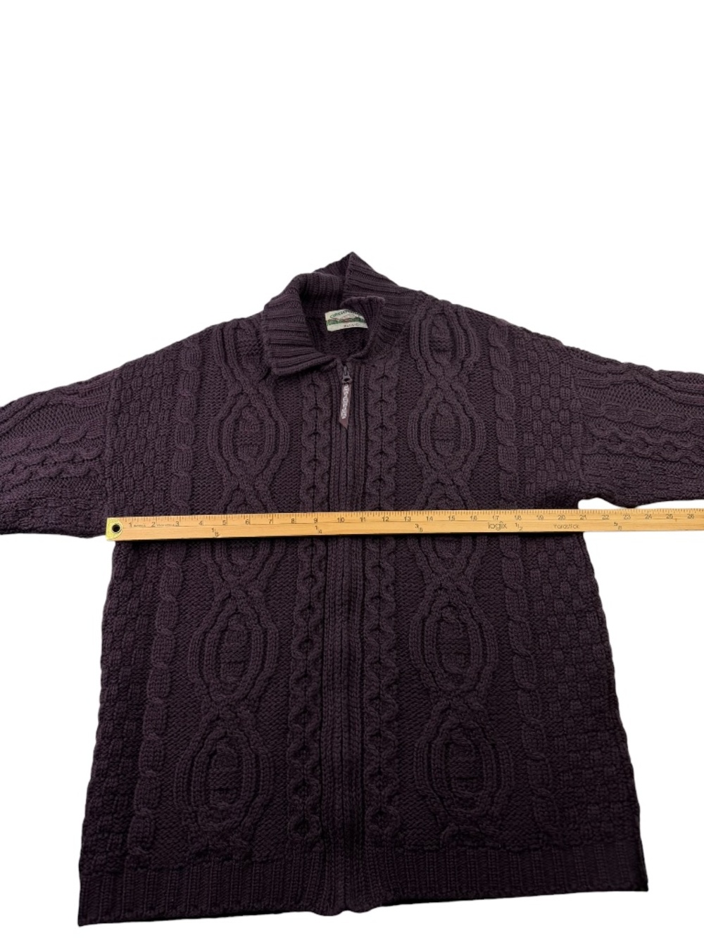 Aran Crafts Ireland 100% Merino Wool Cable Knit Full Zip Cardigan Sweater - Picture 8 of 9